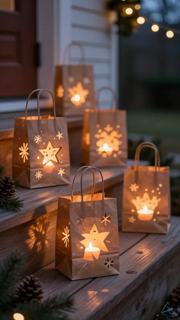 DIY Paper Xmas Decorations: 5 Festive Ideas 5 Rustic Paper Bag Luminaries With Cut-Out Designs