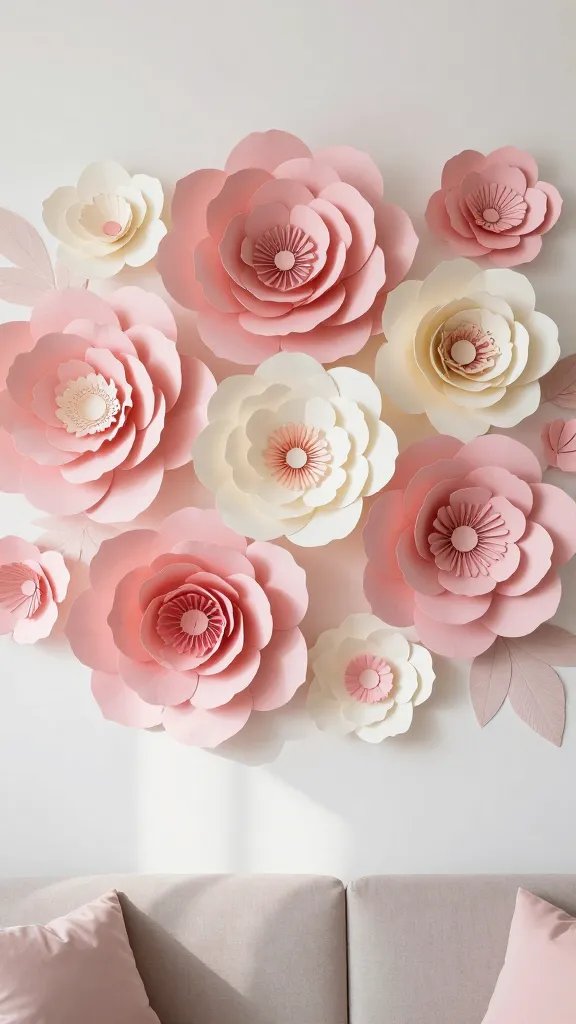 Delicate Paper Flower Wall Art for Dreamy Decor