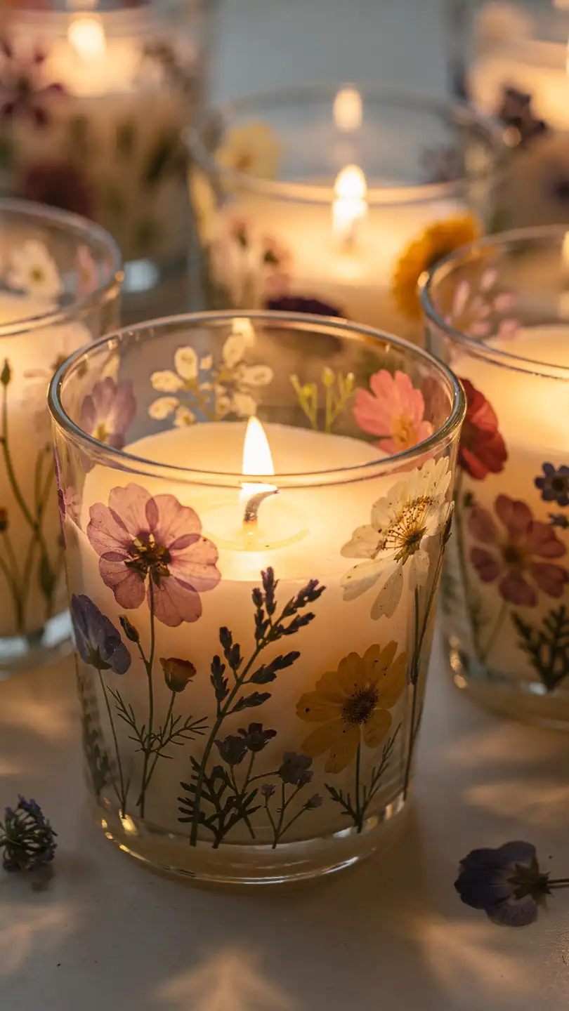 Botanical Pressed-Flower Tea Candles
