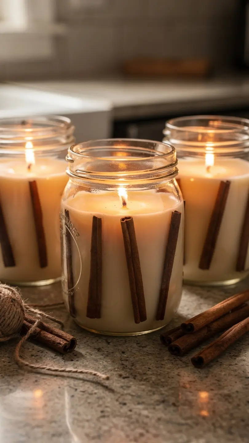 Cinnamon Stick Mason Jar Candles