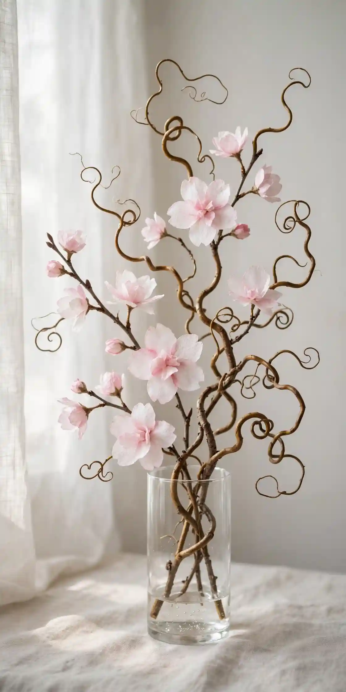 Delicate Cherry Blossom Branch With Watercolor Paper
