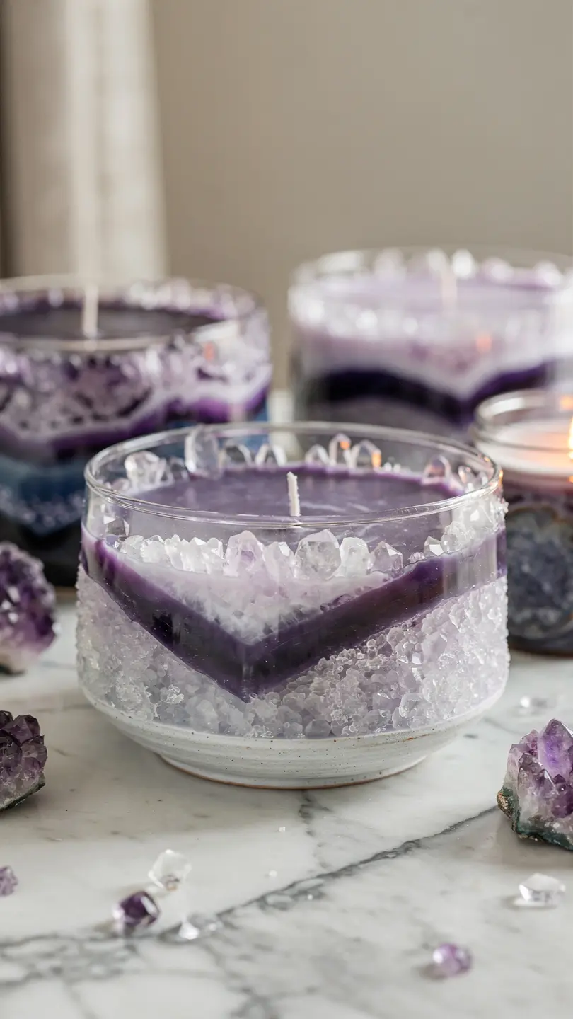 Geode-Inspired Crystal Candles