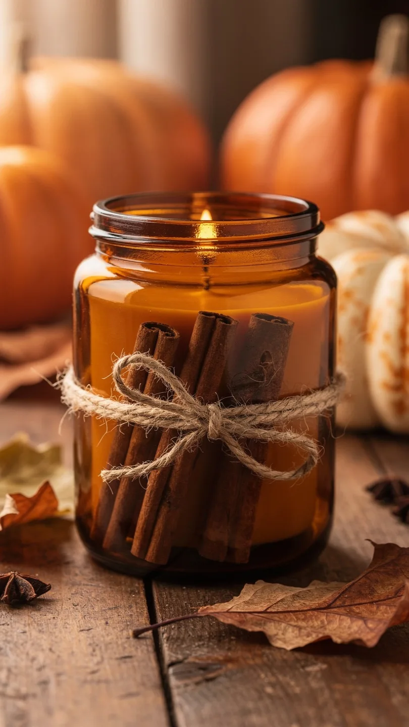 Rustic Cinnamon Stick Fall Candle