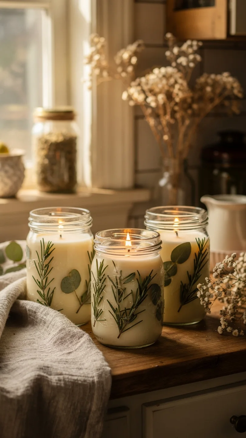 5 Candle Aesthetic Ideas for a Cozy, Stylish Glow 7 Upcycled Vintage Jar Candles with Pressed Herbs