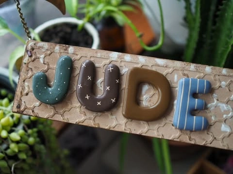 Patterned Clay Name Plaque